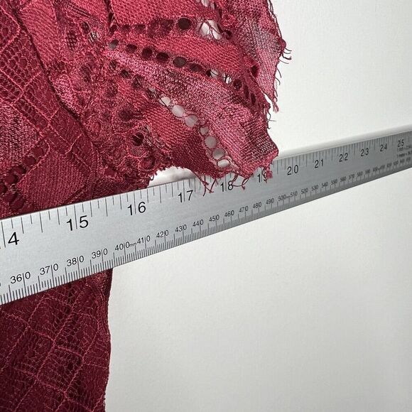 Anthropologie Foxidoe Dress Womens Medium Lace Burgundy Deep V Holiday Party - Picture 3 of 14